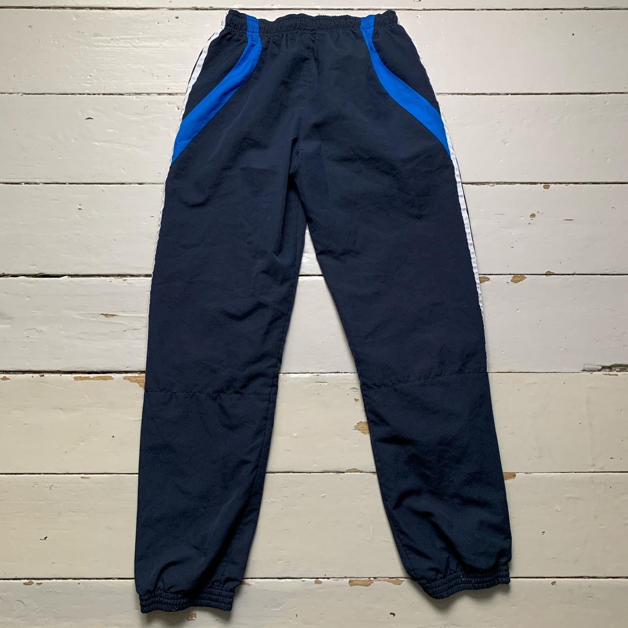 Adidas Vintage Baggy Shell Track Pant Bottoms Navy Blue and White Stripes
