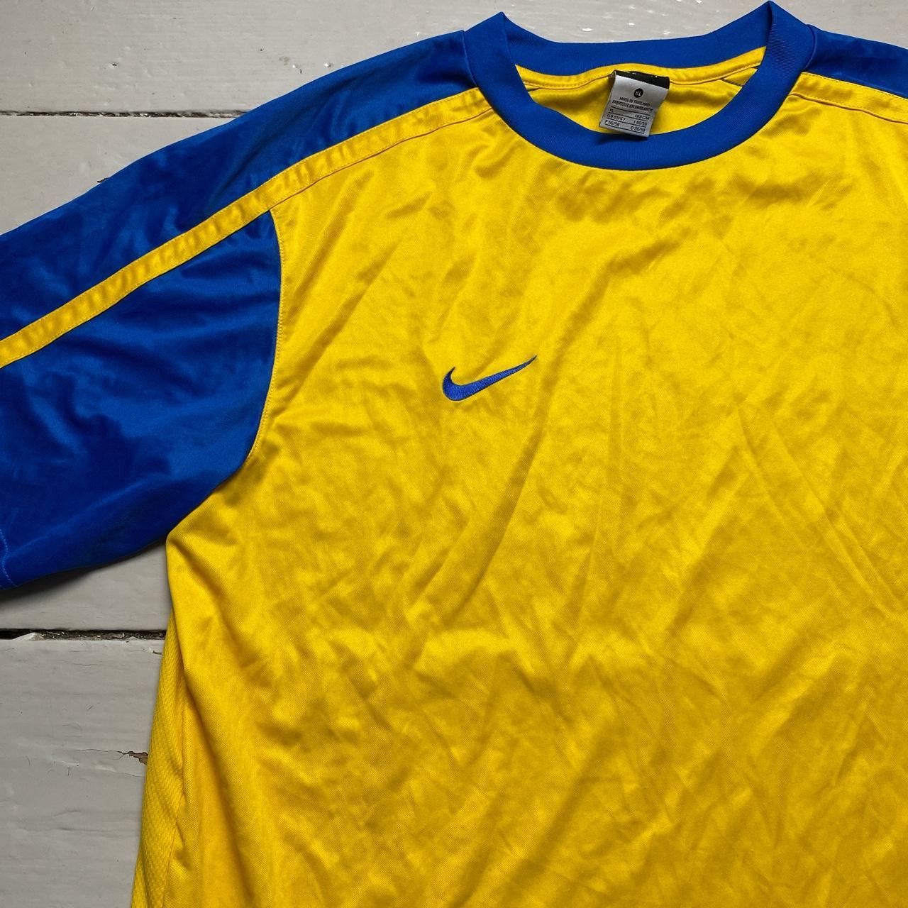 Nike Yellow and Blue Dri Fit Football Jersey T Shirt