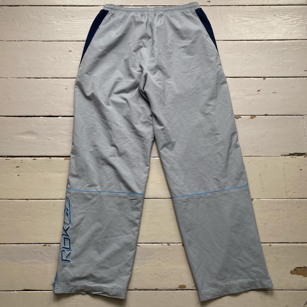 Reebok Vintage Shell Baggy Track Pant Bottoms Grey Light Blue and Navy
