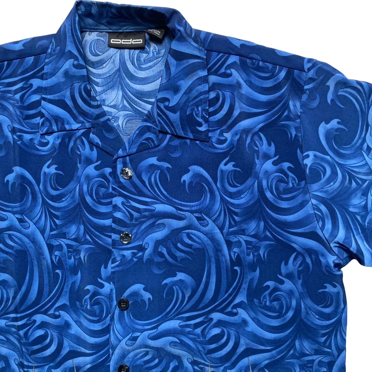 ODO Vintage y2k Flames and Waves Japanese Silk Shirt (M)