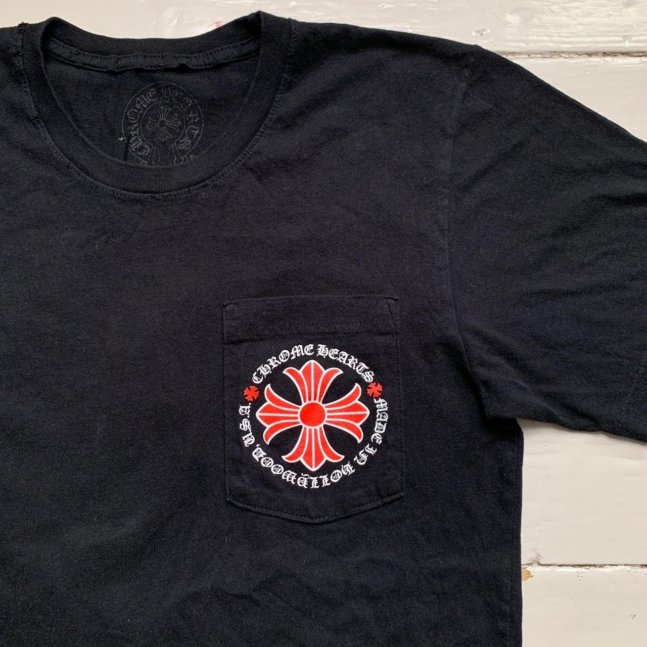 Chrome Hearts Black Red and White Cross T Shirt