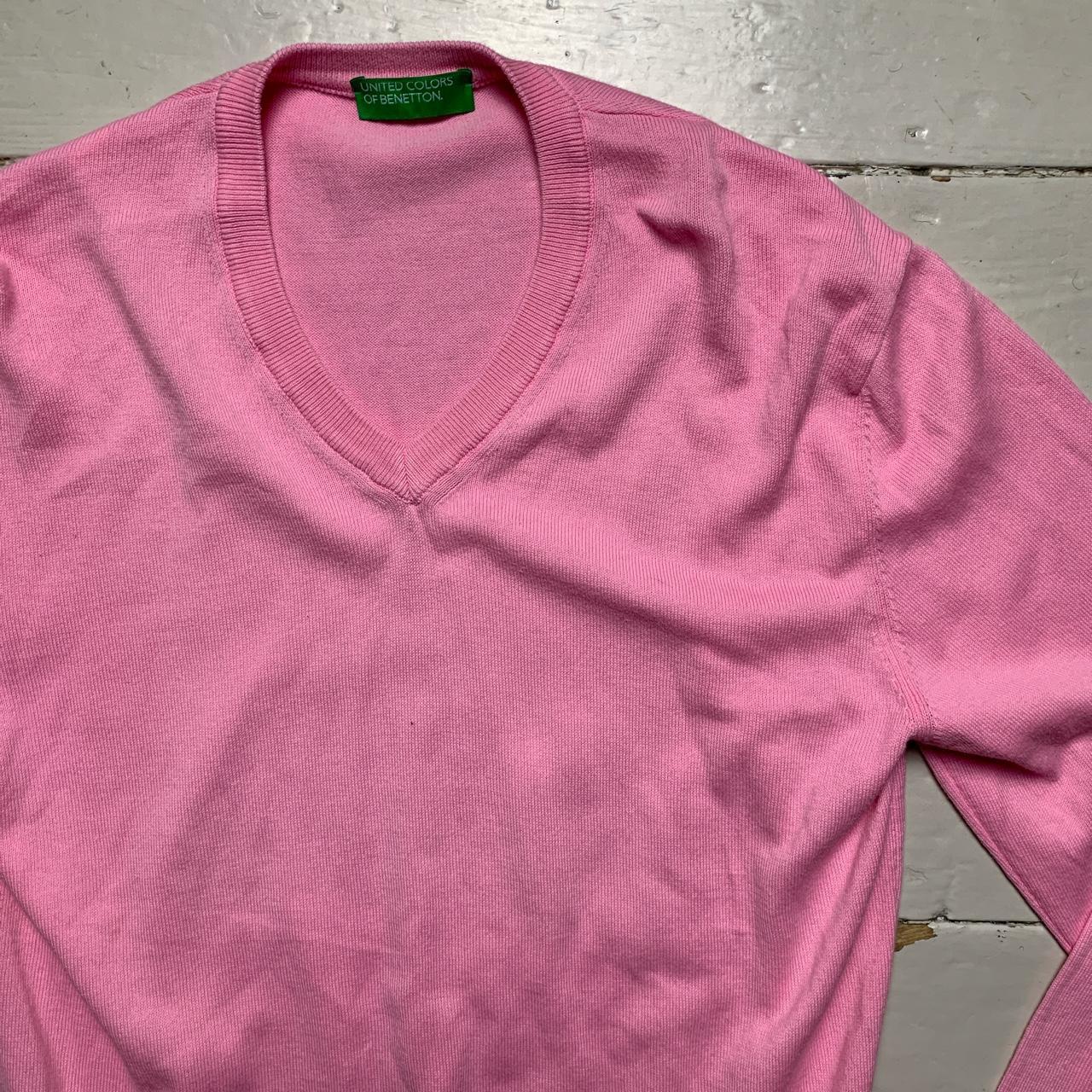 United Colors of Benetton Pink V Neck Jumper