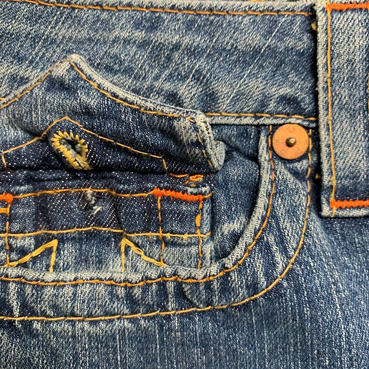 True Religion Billy Navy Yellow Stitch Womens Jeans (30W)