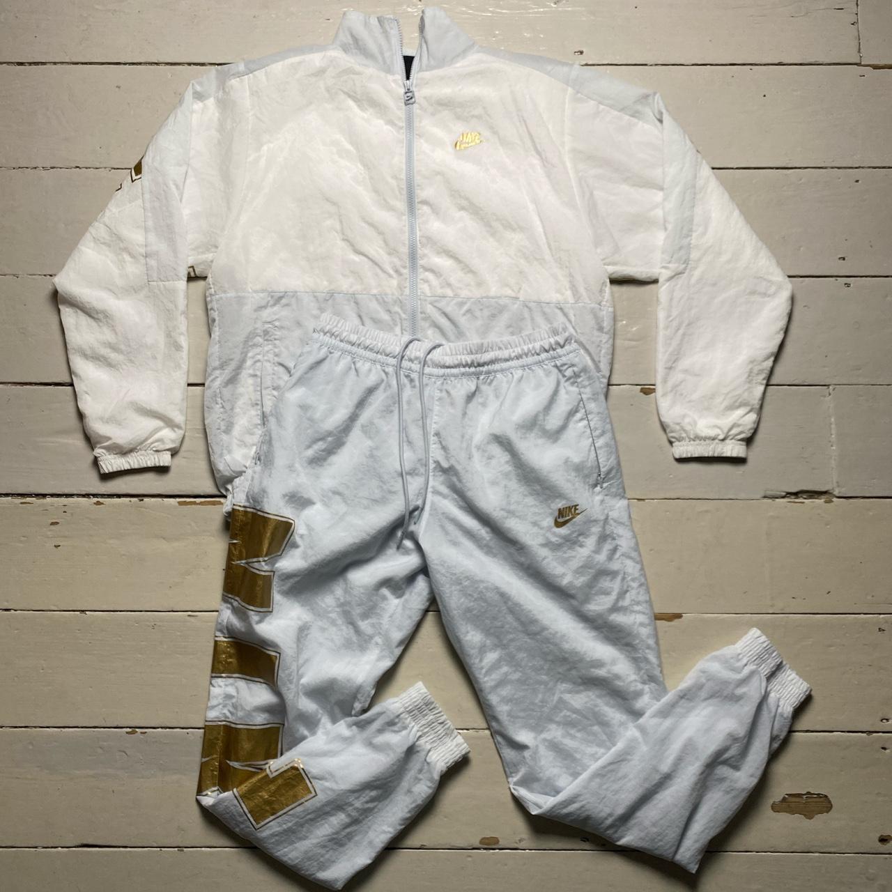 Nike Shell Baggy Tracksuit White Silver Gold