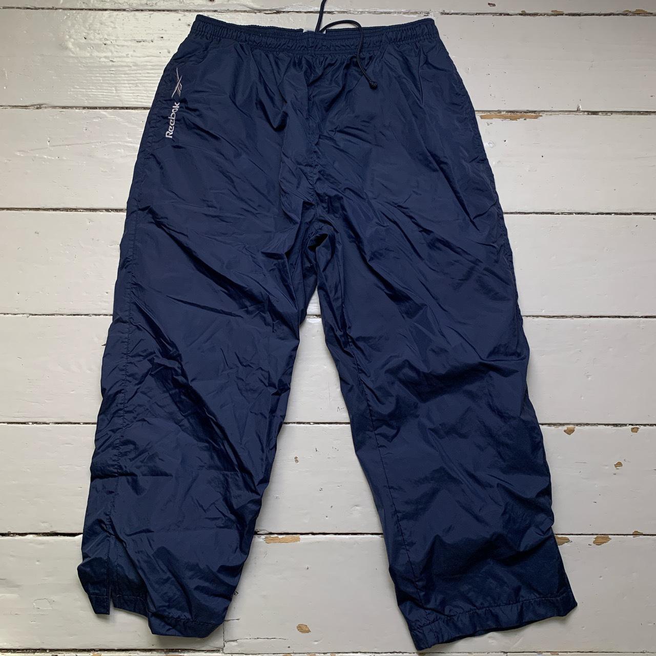 Reebok Navy and White Shell Trackpant Baggy Shorts