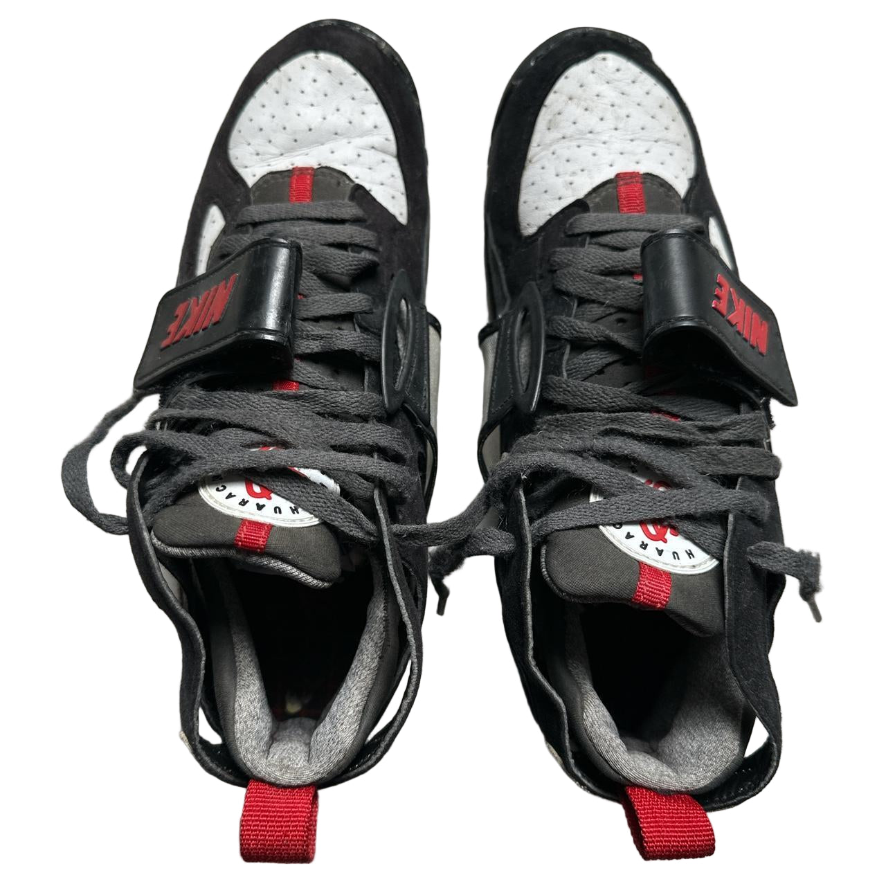 Nike Air Huarache High Top Vintage Trainers Black Red and White (UK 8)