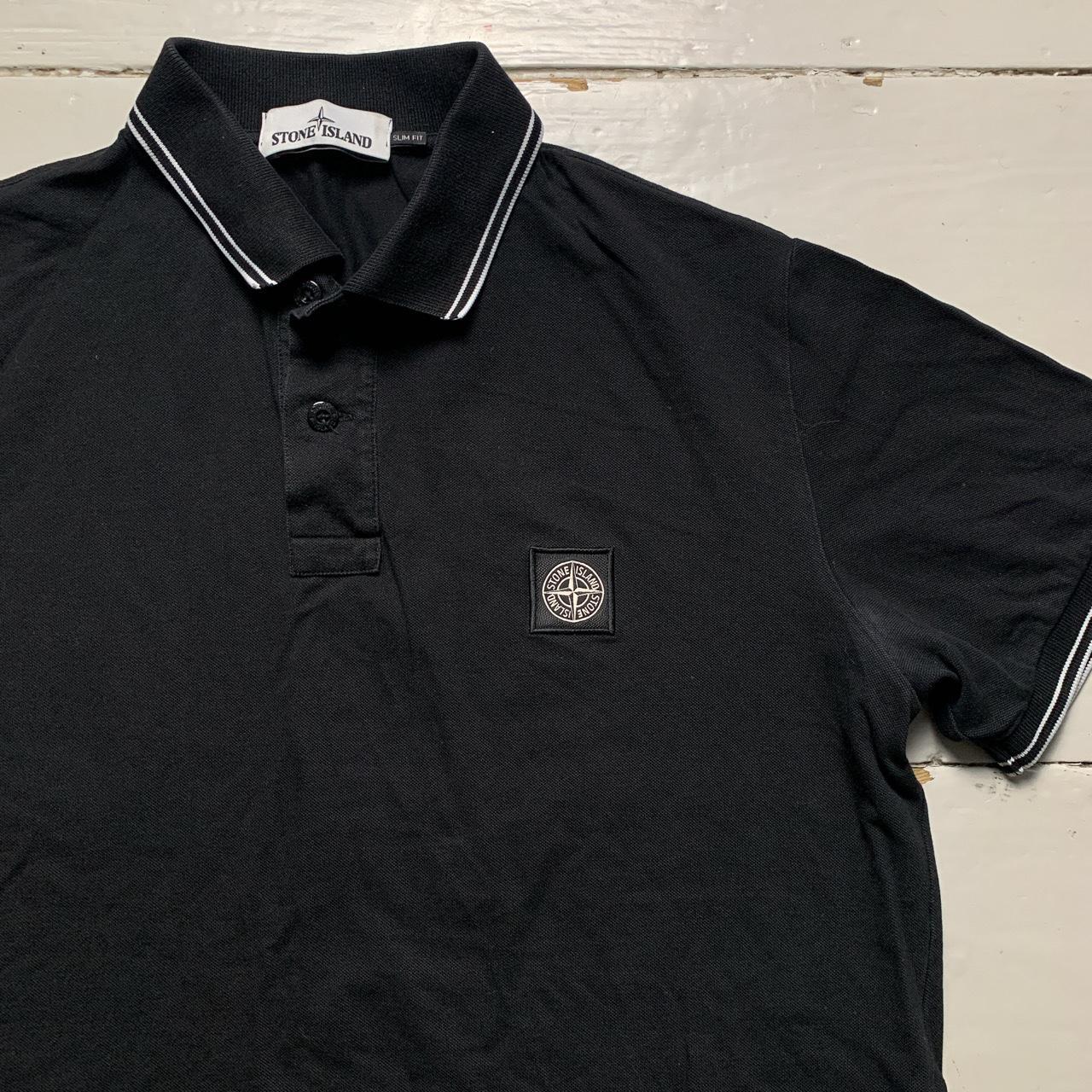 Stone Island Black and White Short Sleeve Polo Shirt
