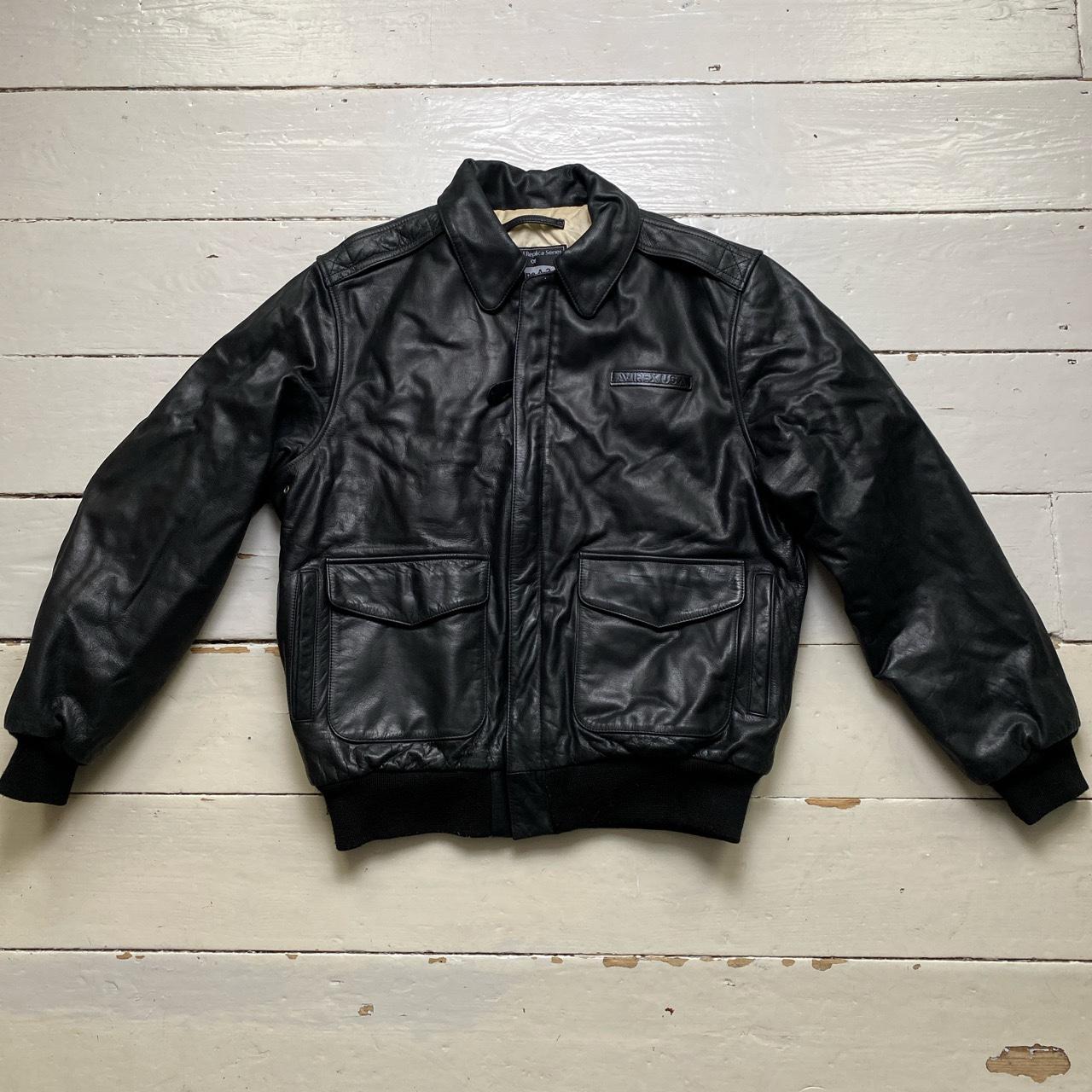 Avirex Type A-2 USA Black Leather Bomber Jacket