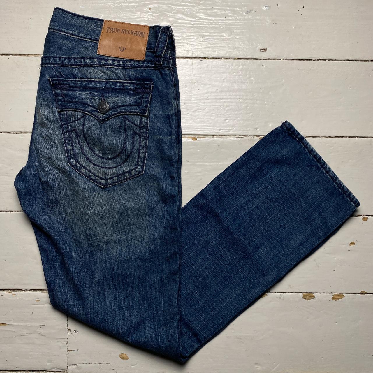 True Religon Ricky Distressed Big Navy Stitch Baggy Jeans