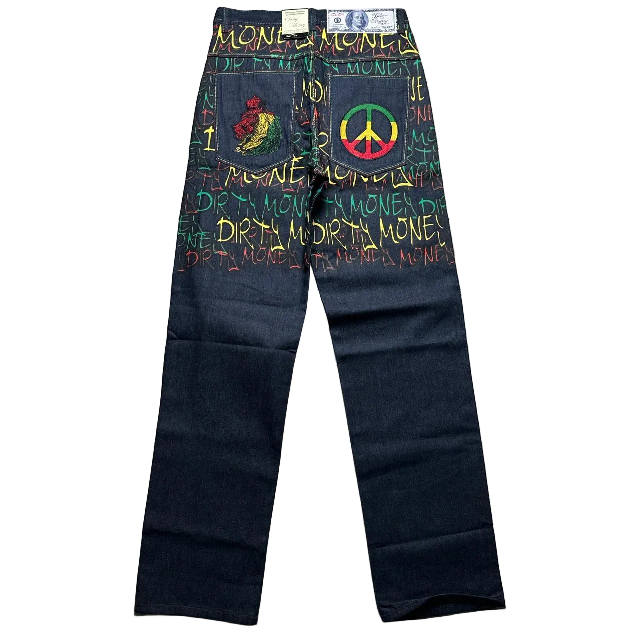 Dirty Money Vintage Rasta Denim Jeans (36W)