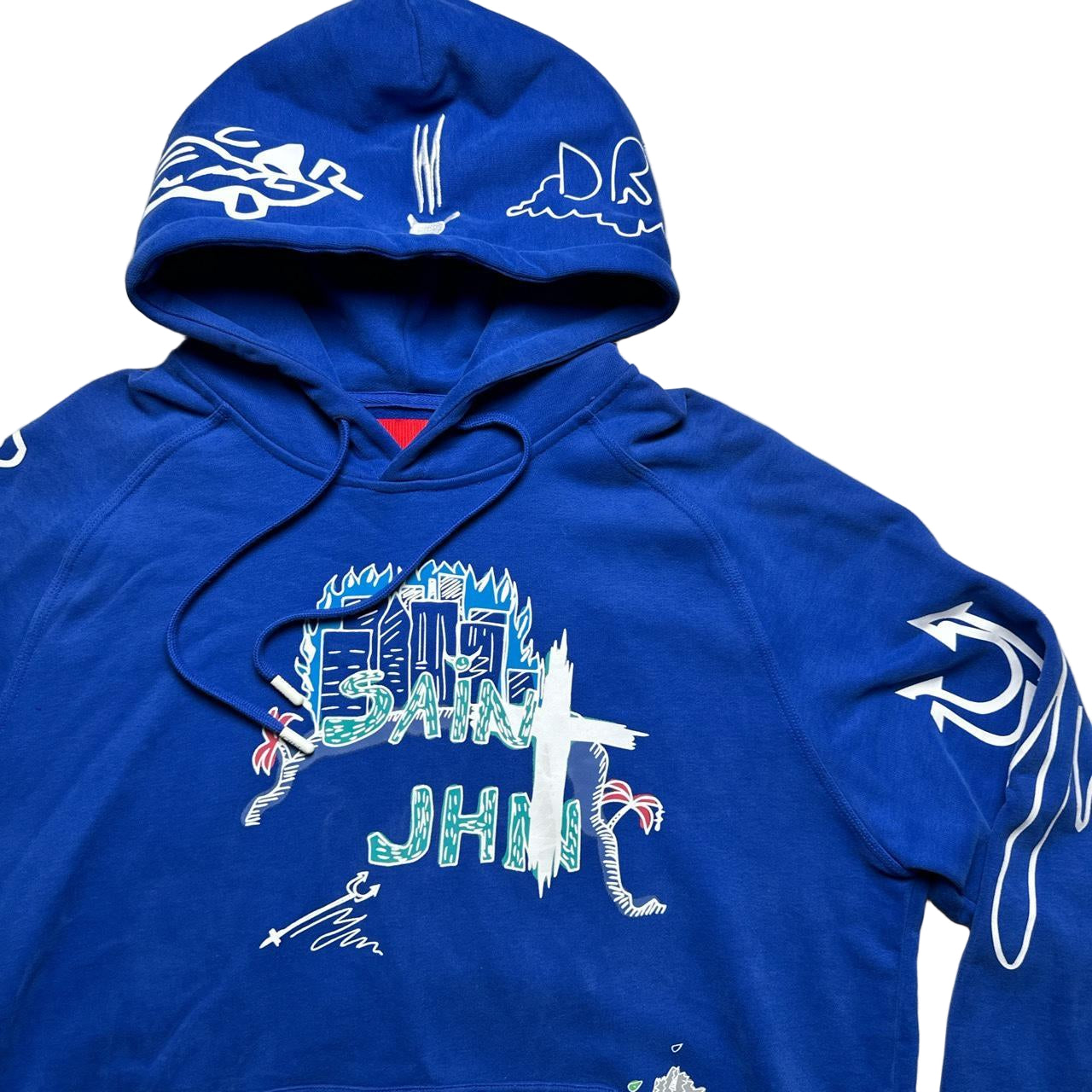 Cult Saint John Blue and White Hoodie (XL)