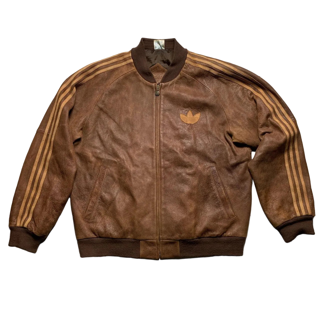 Adidas Originals A-15 80’s - 90’s Brown Vintage Leather Bomber Jacket (L)