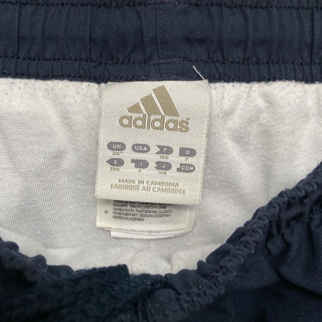 Adidas Navy and White Shell Track Pant Bottoms (L)