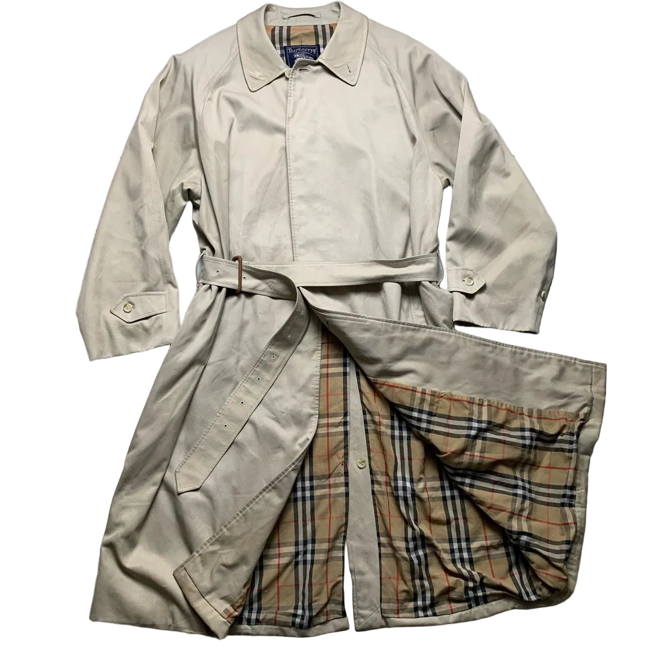 Burberry Burberrys Vintage Cream Trench Coat with Belt (L)