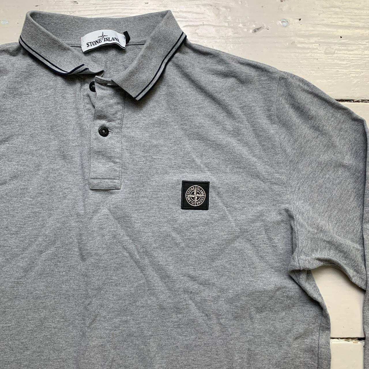 Stone Island Grey Long Sleeve Polo Shirt