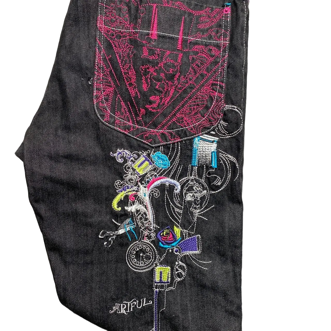Artful Dodger Embroidery Vintage Indigo Jeans (34W)