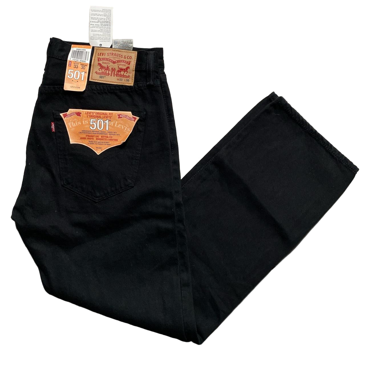 Levis 501 Jet Black Baggy Jeans (33W)