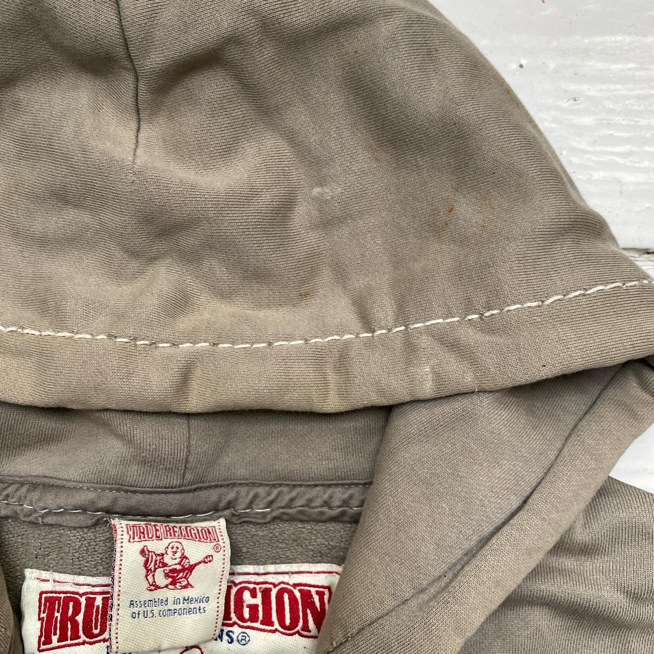 True Religion Big White Tri Stitch Olive Hoodie