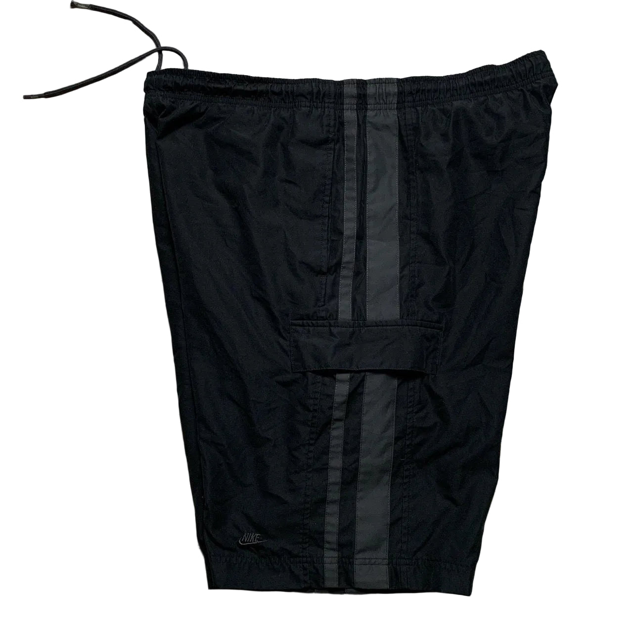 Nike Vintage Cargo Shell Shorts Black and Grey Swoosh (XL)