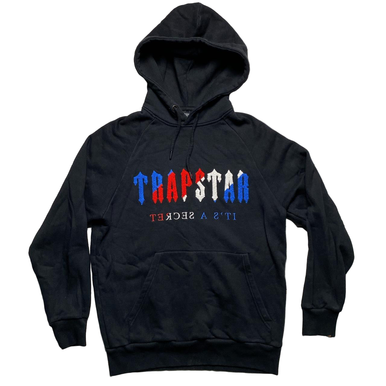 Traptar London Black Chenille French Red White and Blue Hoodie (S)