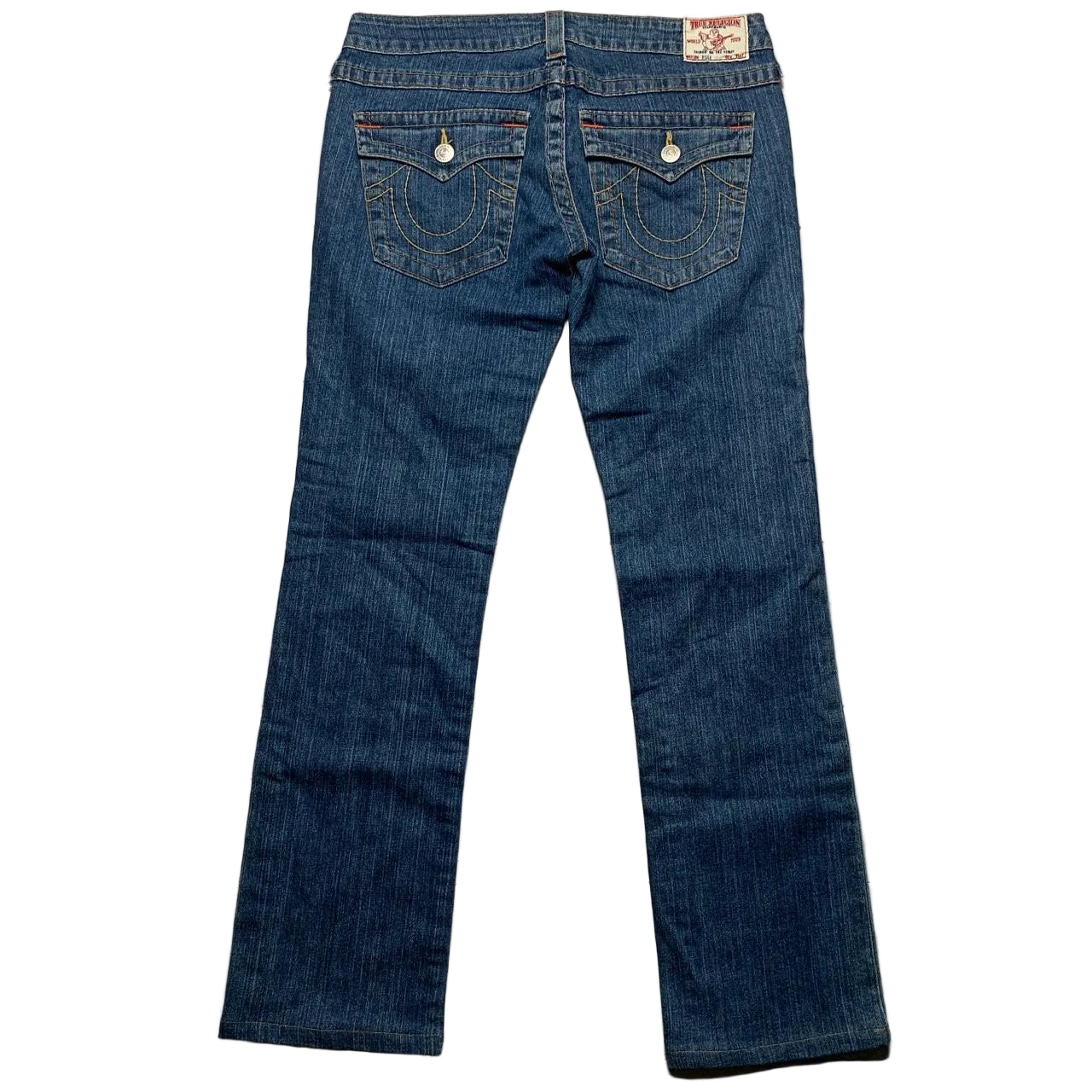True Religion Billy Navy Yellow Stitch Womens Jeans (30W)