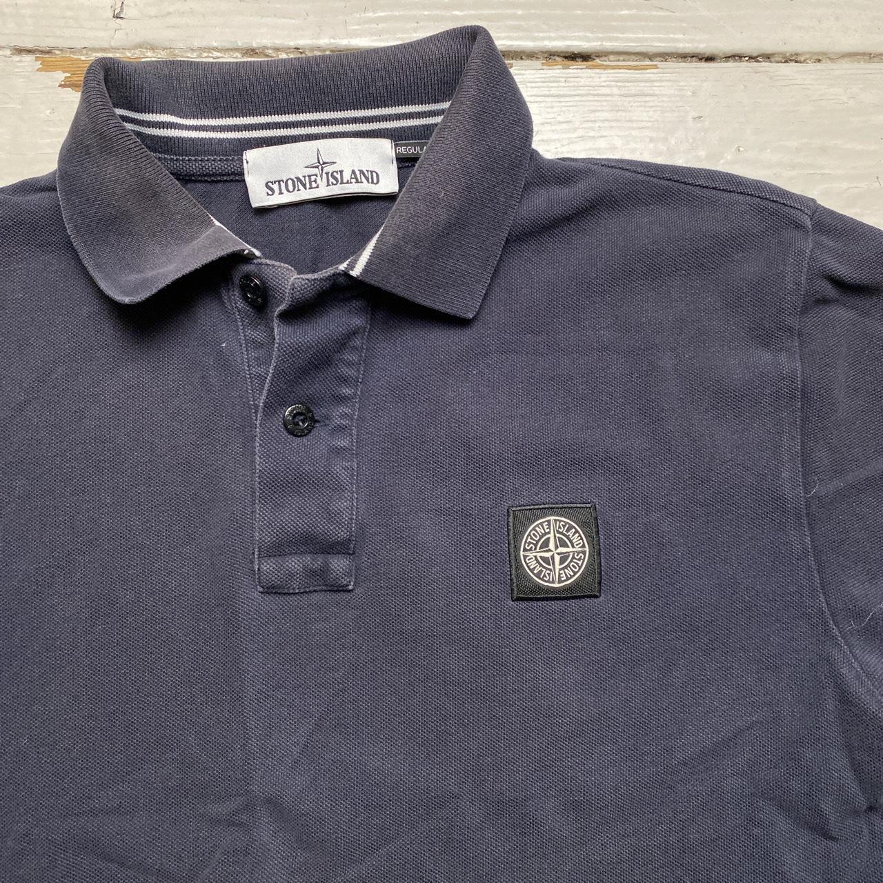 Stone Island Navy and White Polo Shirt