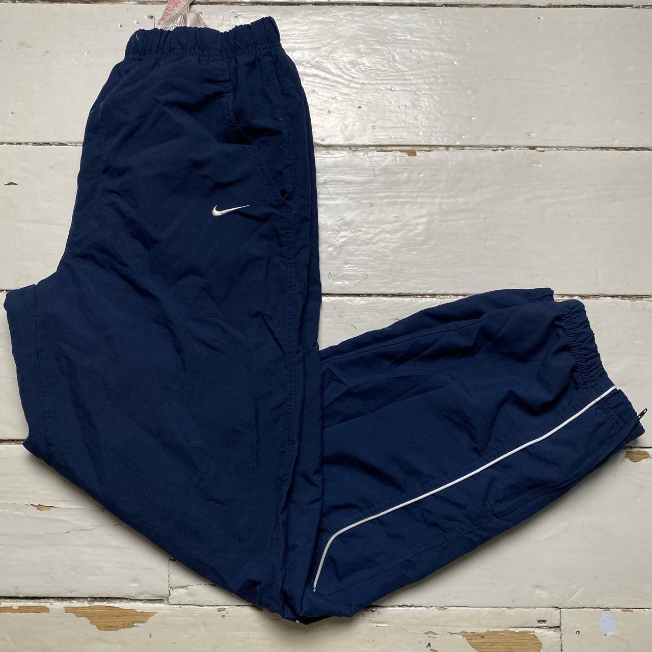 Nike Vintage Swoosh Navy and White Baggy Shell Track Pant Bottoms