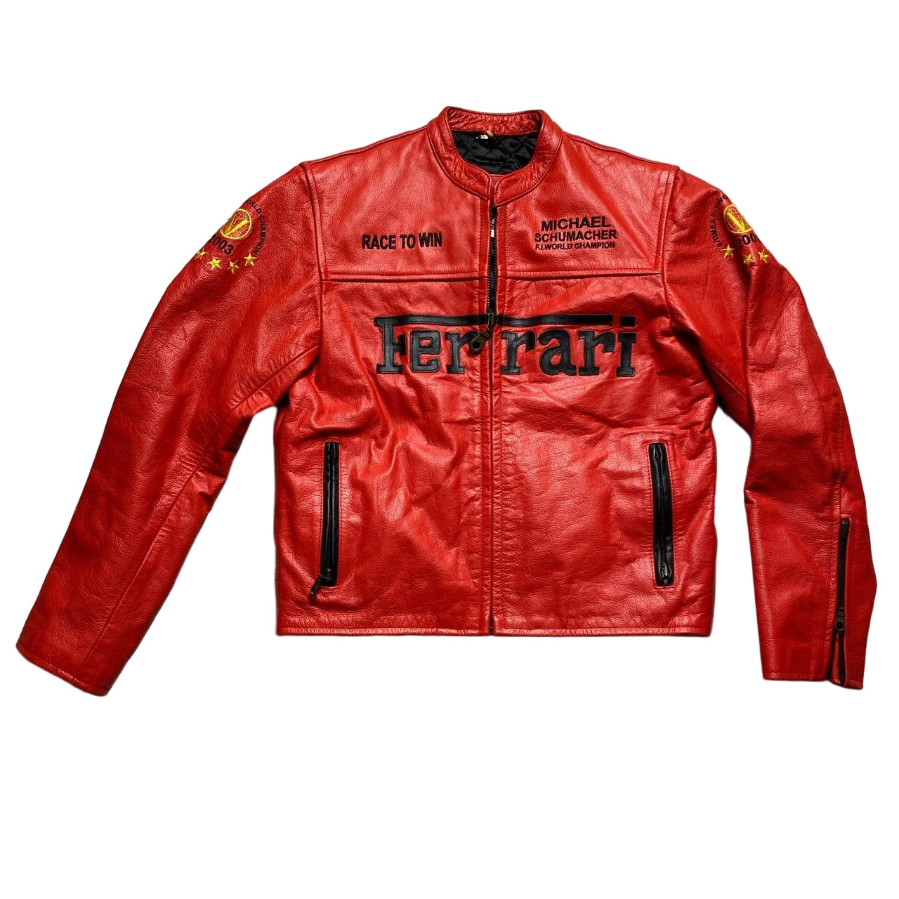 Ferrari Vintage Red Michael Schumacher 2003 Kids Leather Jacket (S)