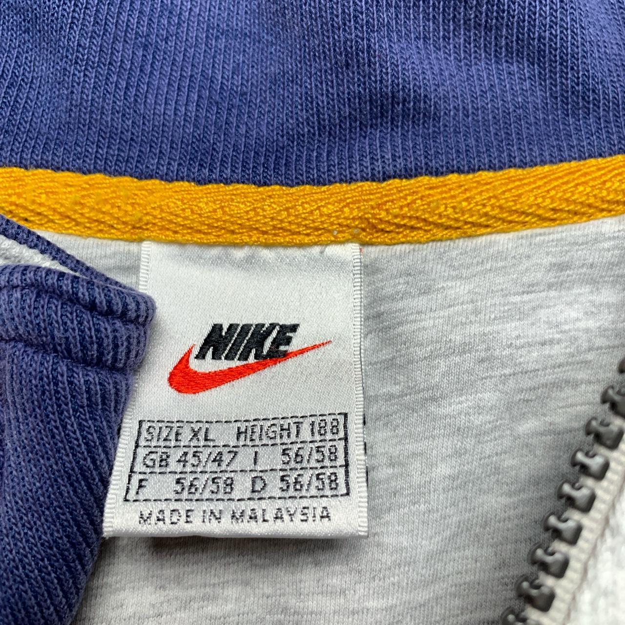Nike Vintage 90’s Quarter Zip Grey Navy and Yellow Jumper (XL)
