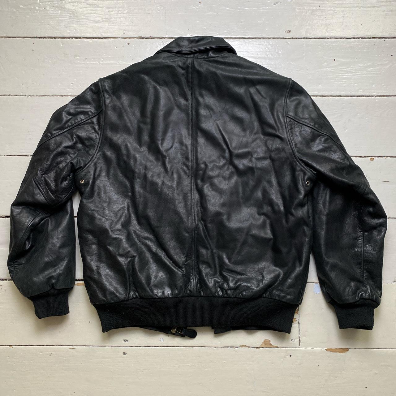 Avirex Type A-2 USA Black Leather Bomber Jacket