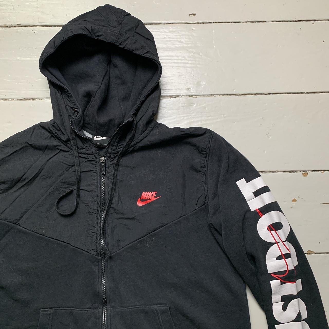 Nike Just Do It Black White and Red Hoodie