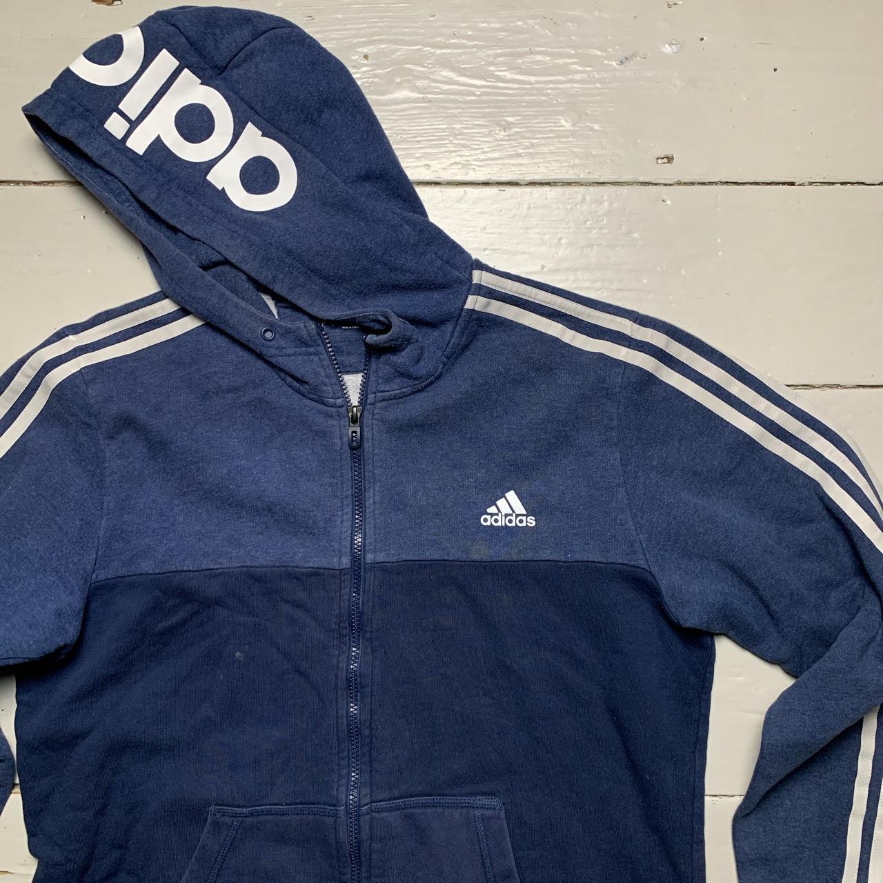 Adidas Vintage Blue and White Hoodie