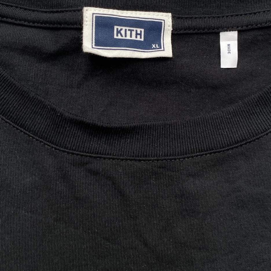 Kith Black and Felt Neon Yellow Long Sleeve Light Jumper (XL)