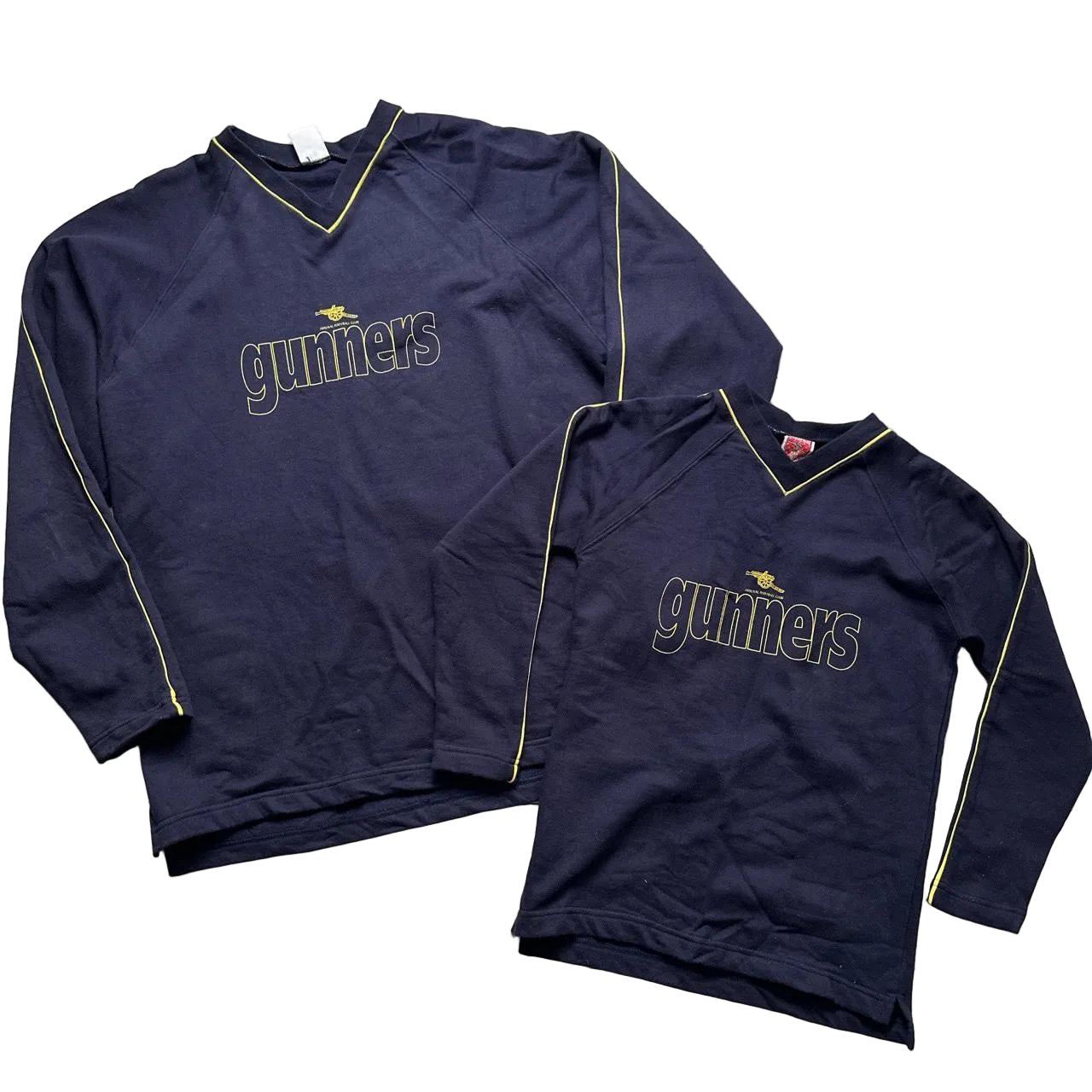 Arsenal Vintage 90βs Gunners Navy and Yellow Jumper (XS/XL)