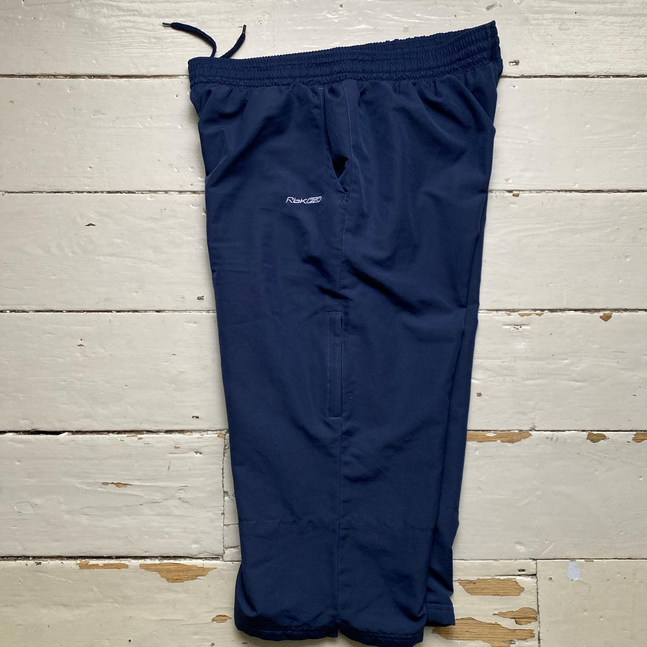 Reebok Navy and White Shell Tracksuit Bottom Shorts