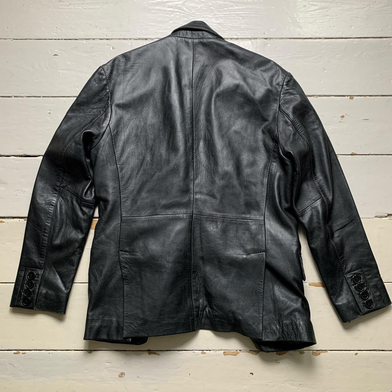 Aviatrix Black Leather Blazer Jacket