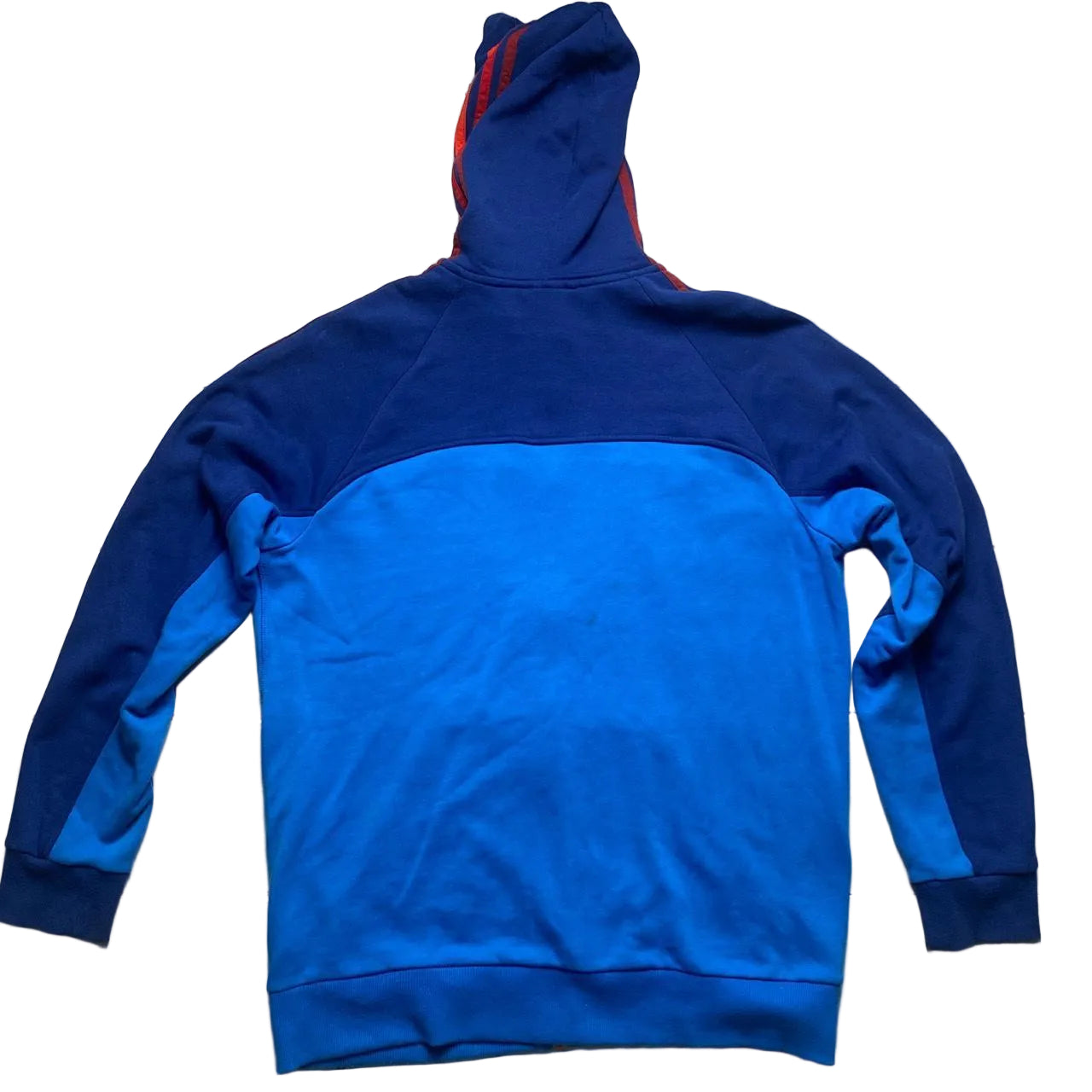 Adidas Performance Essentials Three Stripe Blue Red and Orange Hoodie (L)