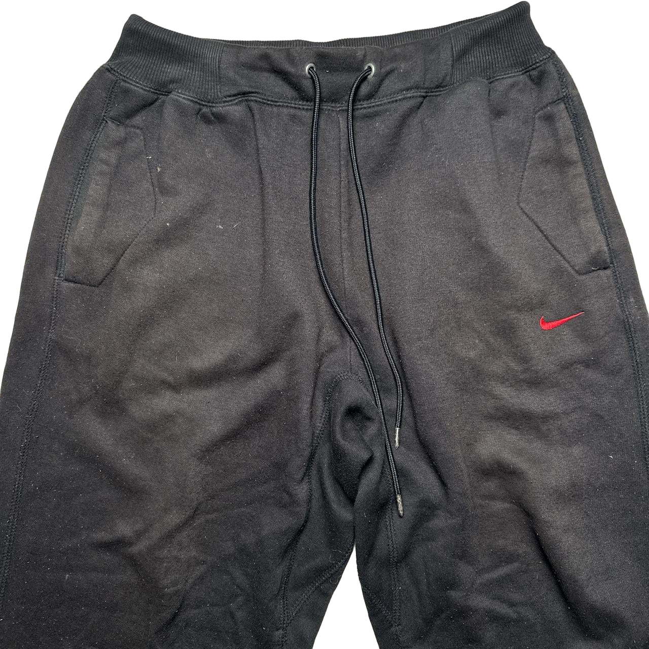 Nike Vintage Black and Red Swoosh Baggy Joggers (M)