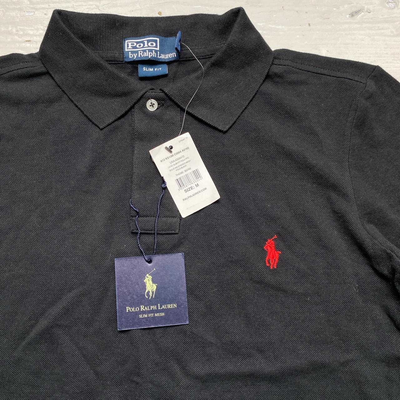 Polo Ralph Lauren Black and Red Long Sleeve Polo Shirt