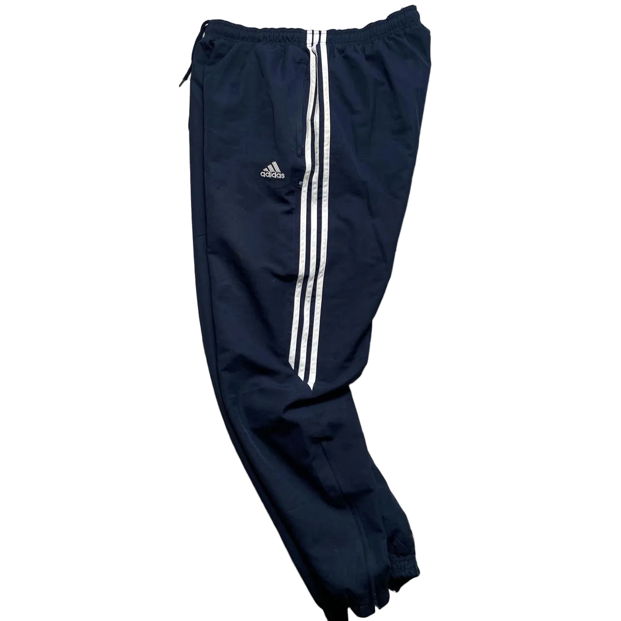 Adidas Navy and White Shell Track Pant Bottoms (L)