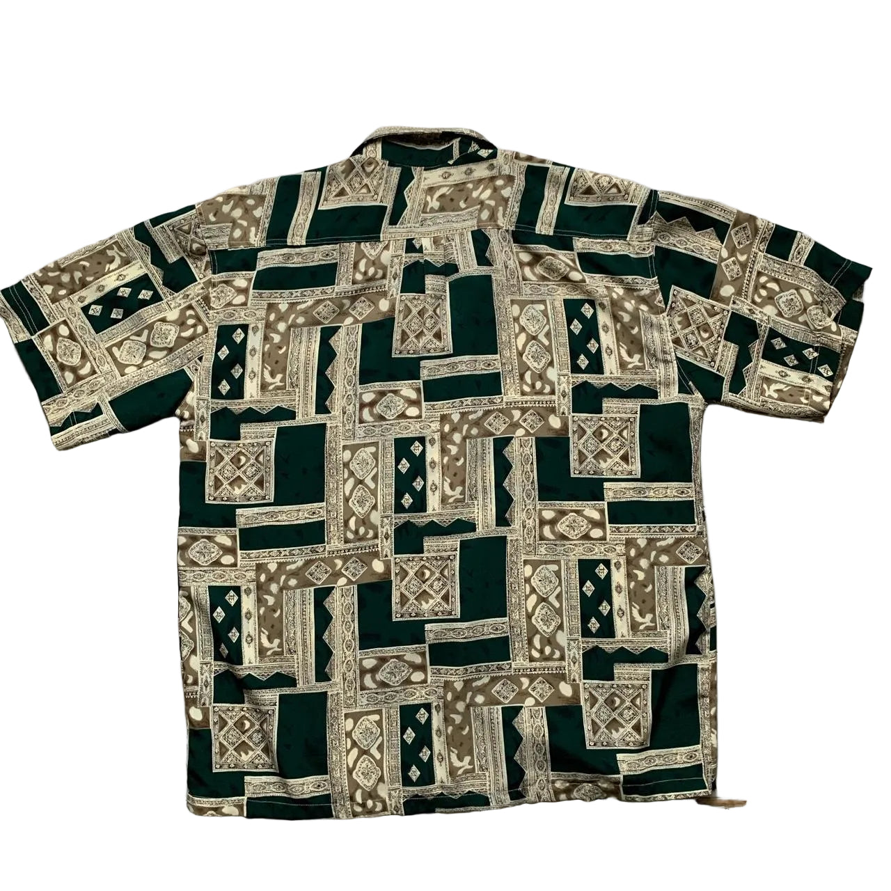 Vintage Ivy Crew Silk Green and Gold Shirt (M)