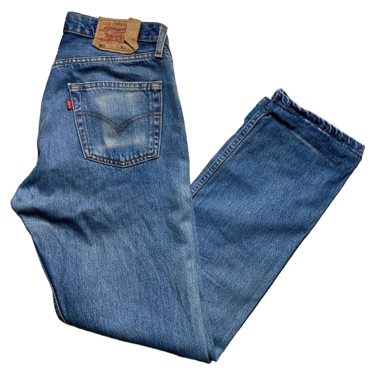 Levis 501 Vintage Baggy Light Blue Stonewash Jeans (30W)