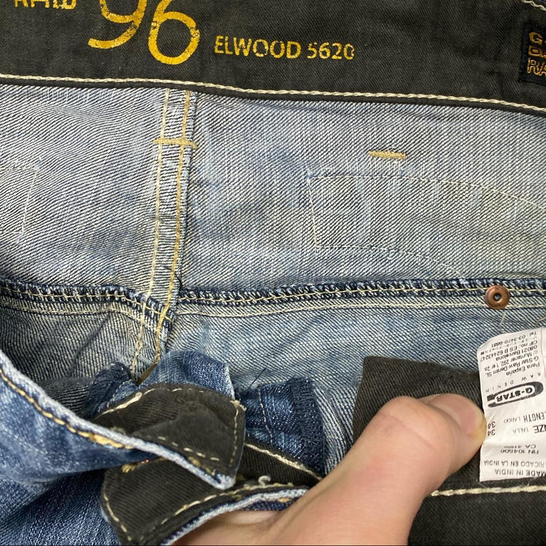 G Star Elwood 5620 Light Blue Stonewash Baggy Cargo Jeans (34W)