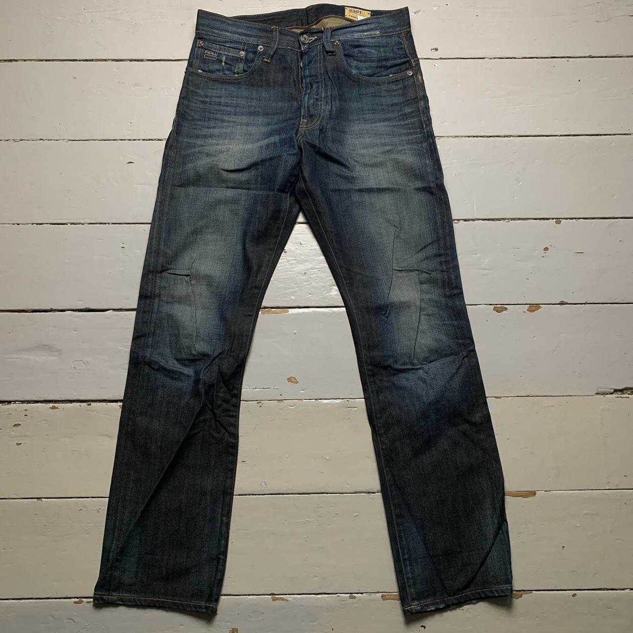 G Star 3301 Navy Stonewash Jeans