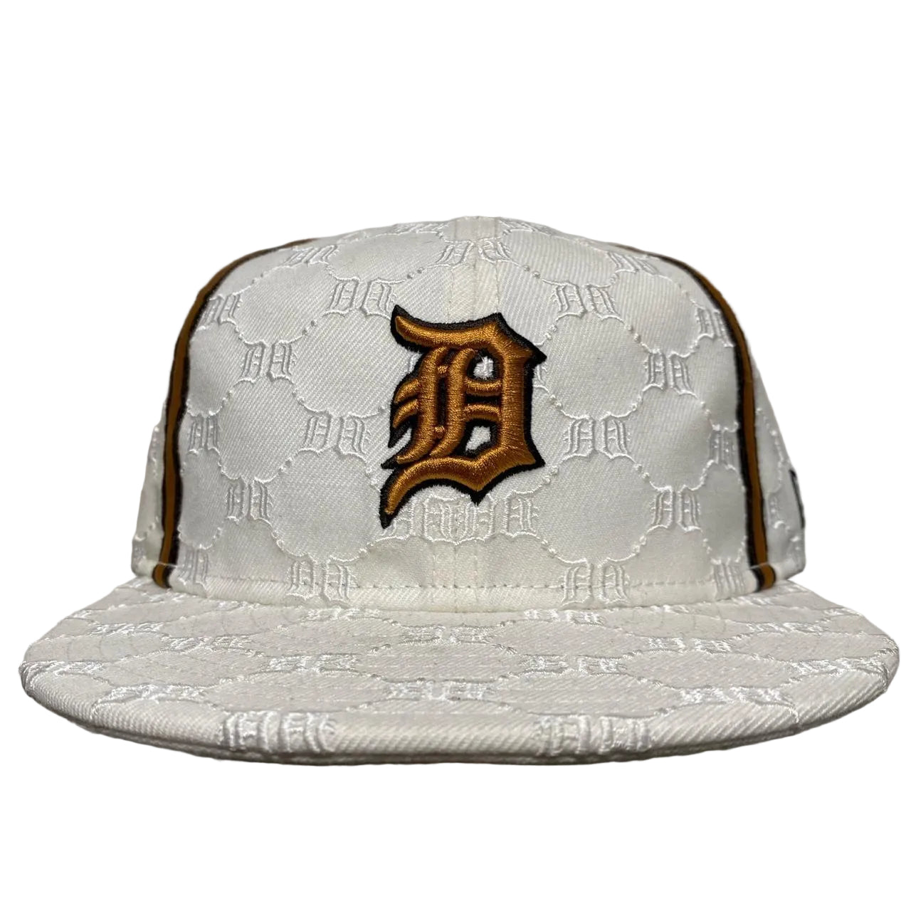 Detroit Tigers Vintage Monogram Cream and Brown Fitted Cap