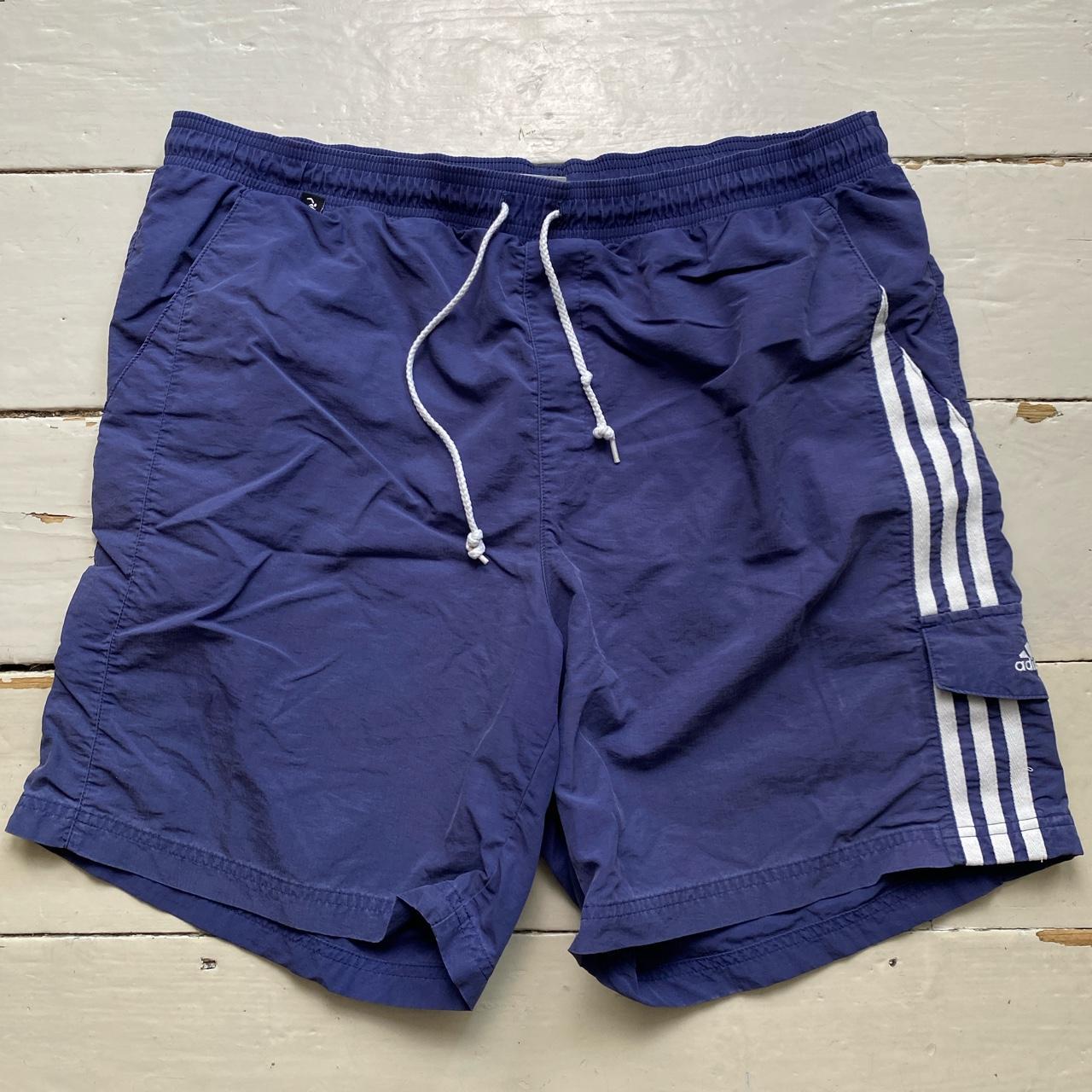 Adidas Vintage Swim Trunk Shorts Navy White Stripes