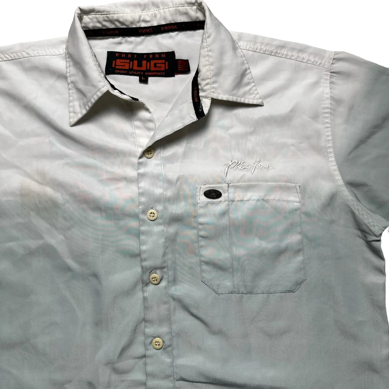 Phat Farm Vintage Silk Bull Hummer Print Shirt (L)