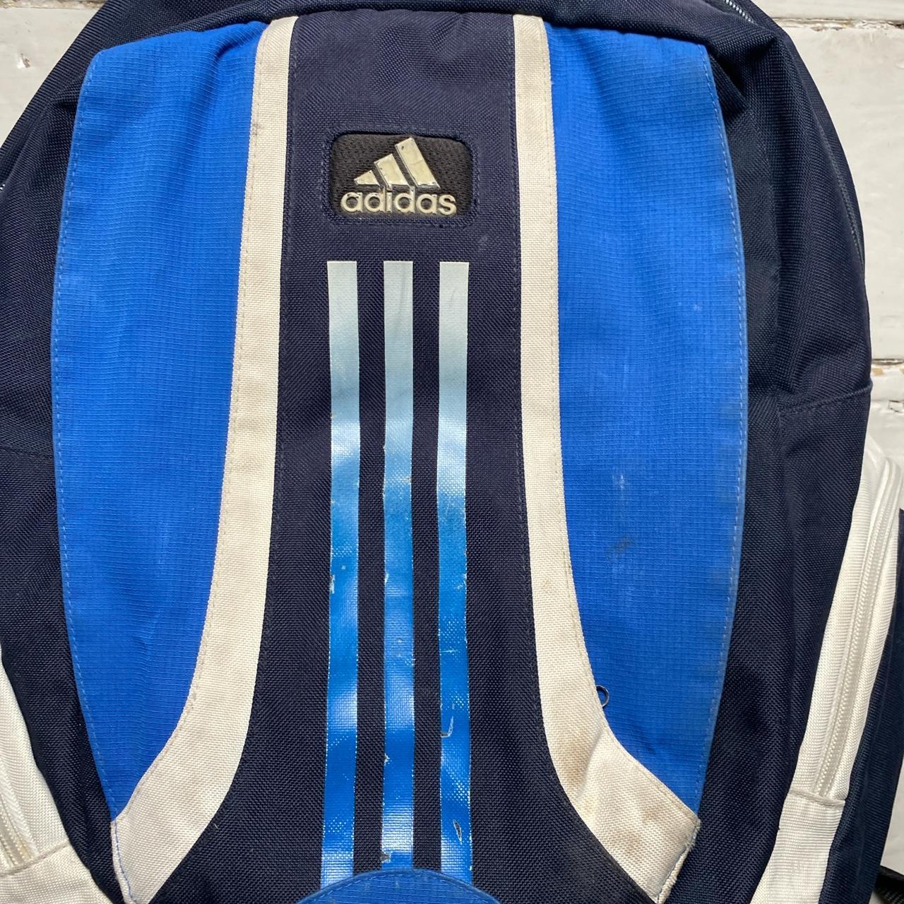 Adidas Blue and White Vintage Rucksack Bag Backpack