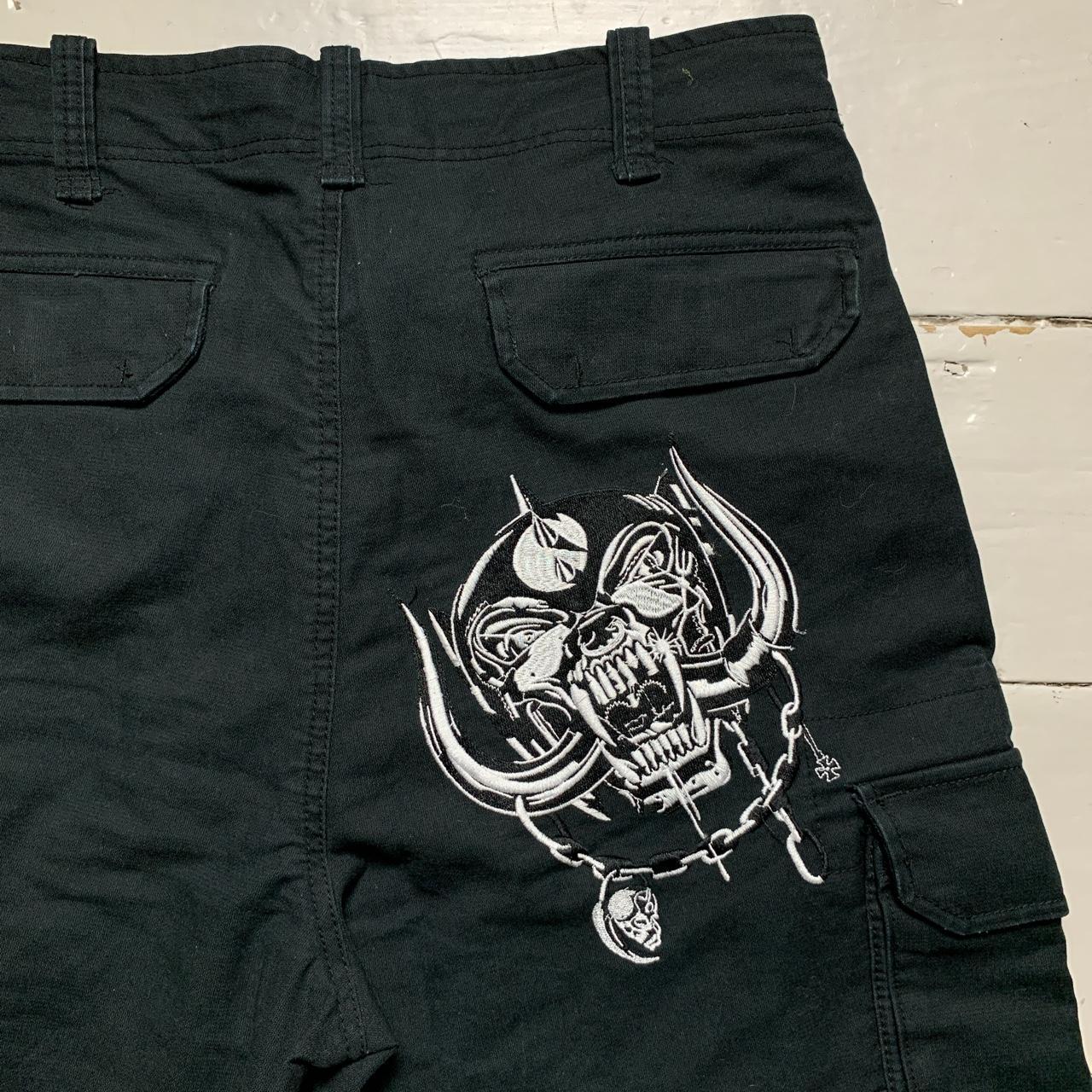 Motörhead 2008 Cargo Shorts Black and White Embroidery