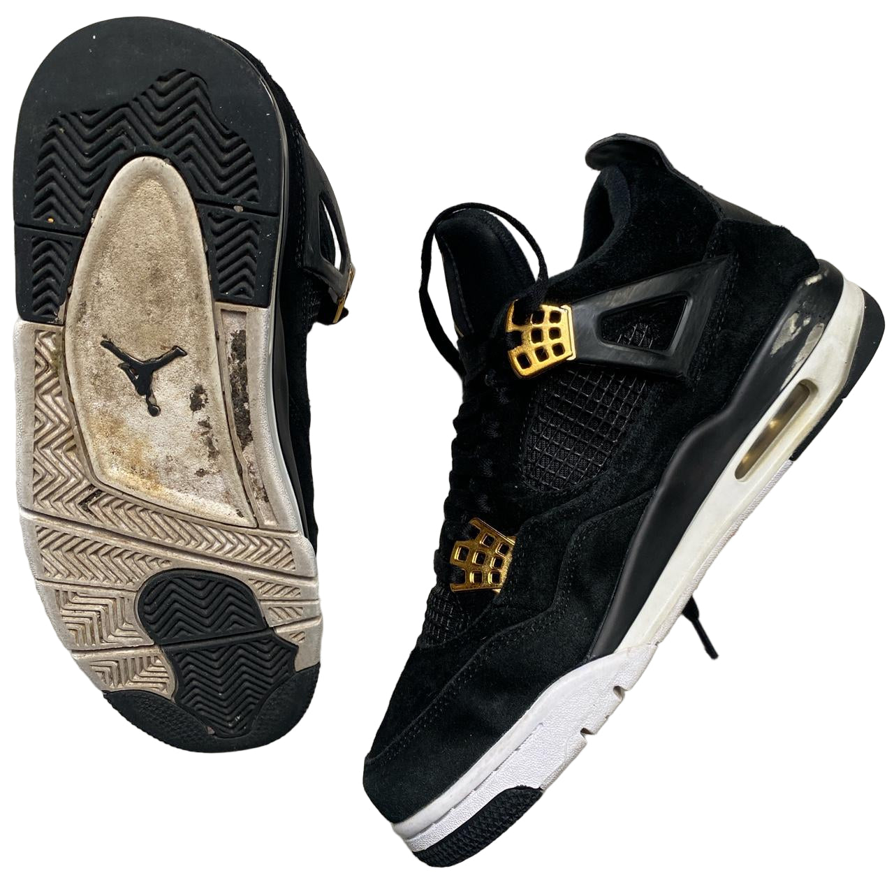 Jordan 4 Royalty Metallic Gold and Black Suede (UK 7.5)